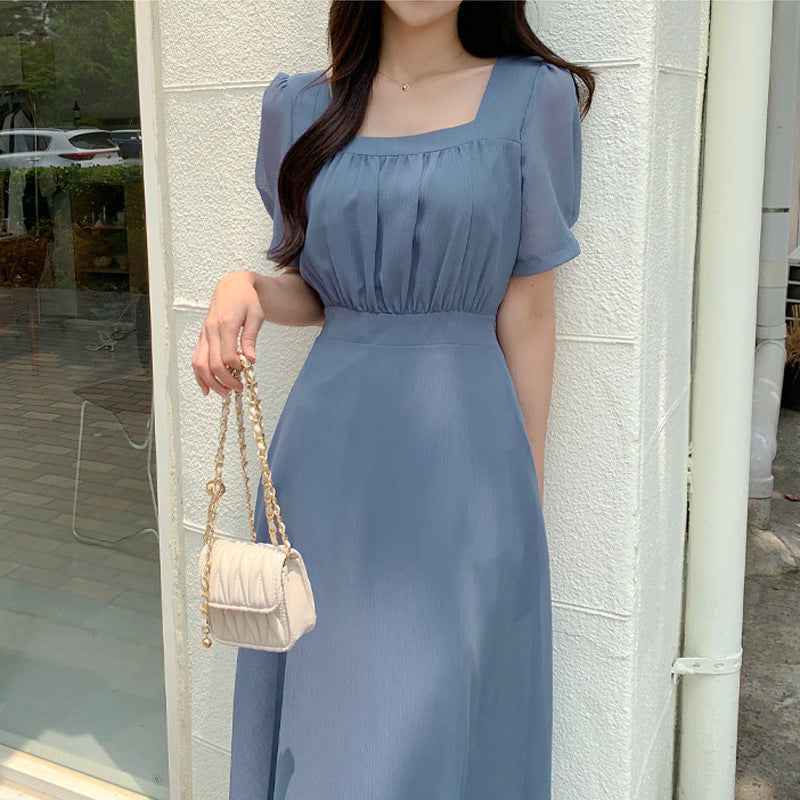 Women's Fashion Solid Color Chiffon Dress