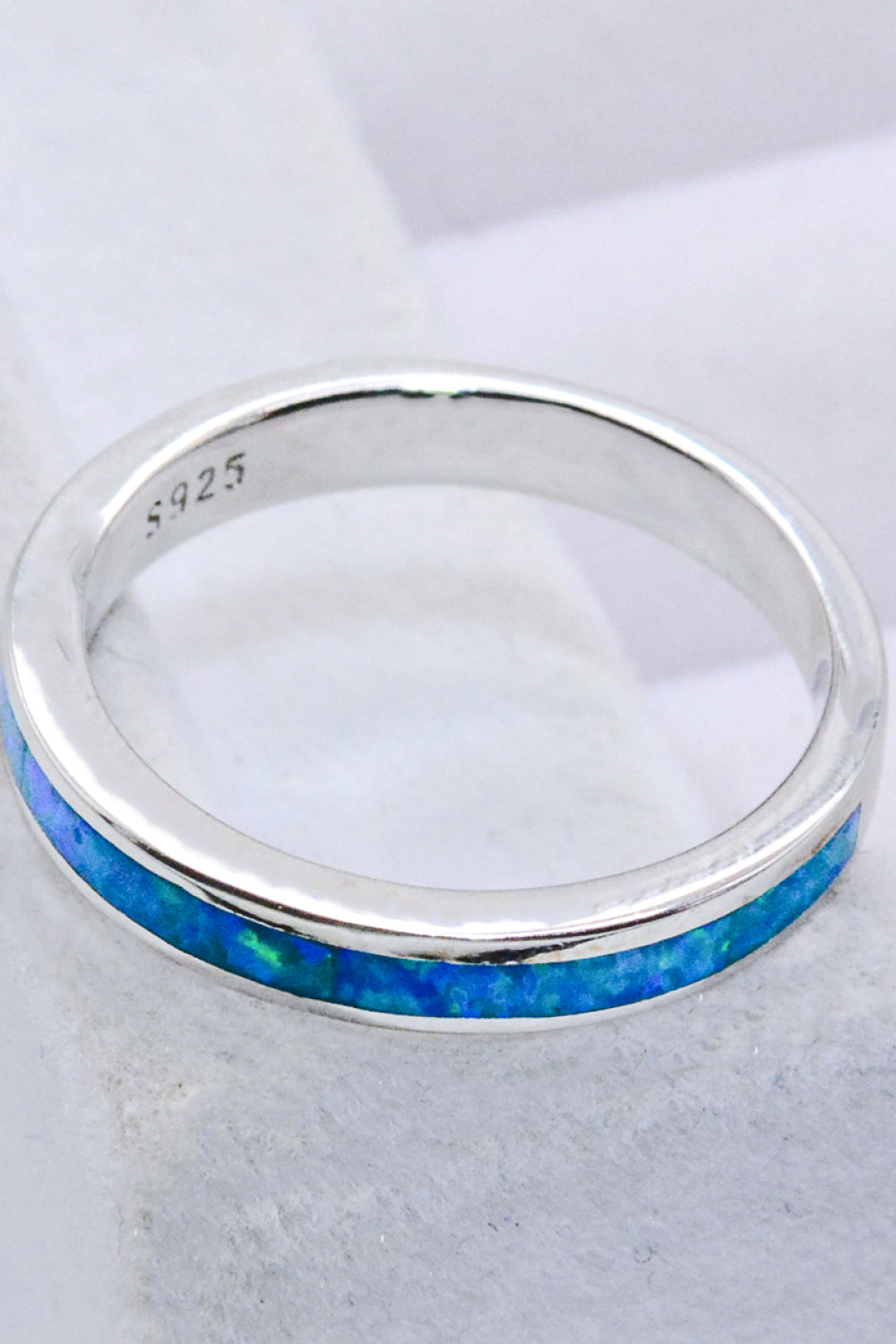 Opalring aus 925er Sterlingsilber in Himmelblau