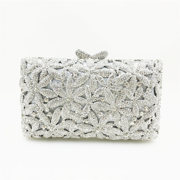 European And American Boutique Flower Rhinestone Dinner Clutch