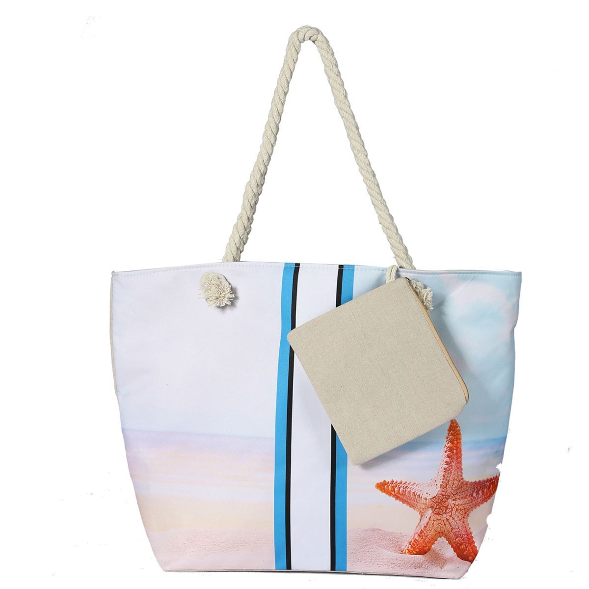 Canvas Beach Tote Bag For Women Waterproof Large Travel Beach Bags With Zipper Reusable Grocery Shopping Bags