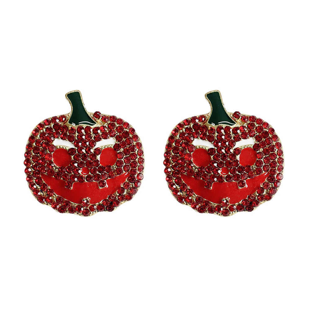 Pendientes de aleación de diamantes de imitación de calabaza demoníaca