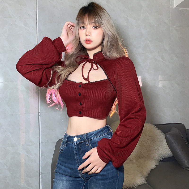 Hollow Slim Street Hot Girls High Waist All-match Top Women