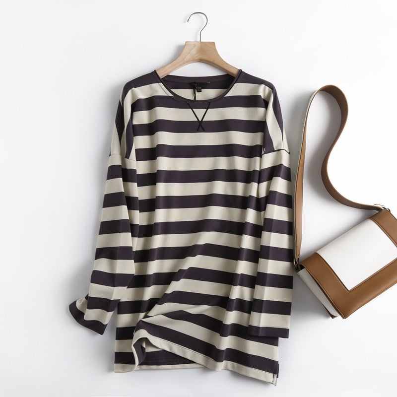 European And American Style Classic Striped Fashion All-Match Ladies Casual T-Shirt