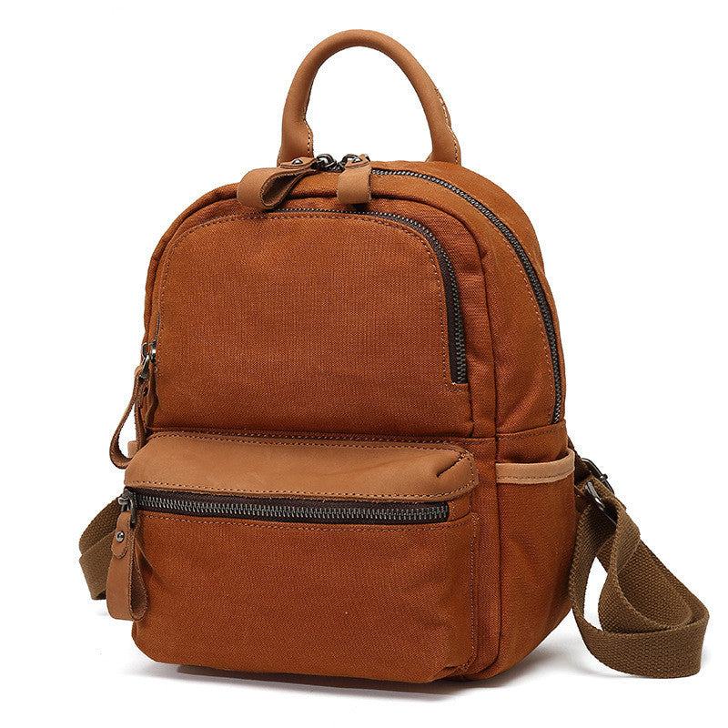 Women's Solid Color Waterproof Casual Canvas Backpack