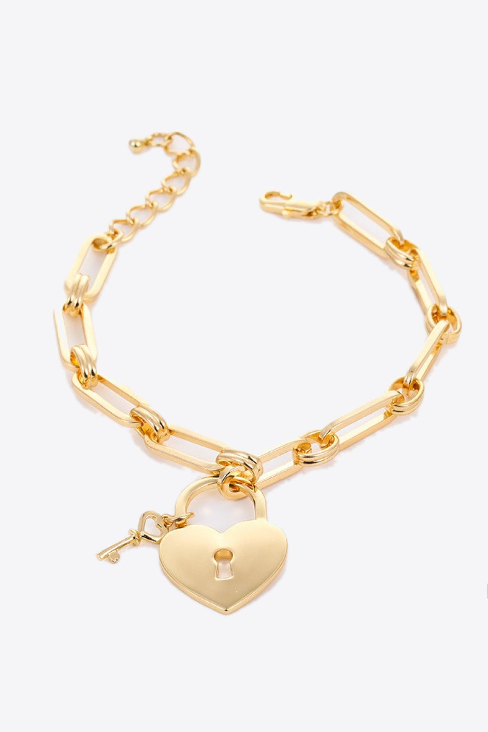 Pulsera de cadena con dije de candado de corazón al por mayor de 5 piezas