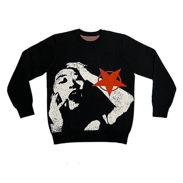 Herbst Winter Y2g Portrait Streetwear Harajuku Gestrickte Gothic Punk Pullover