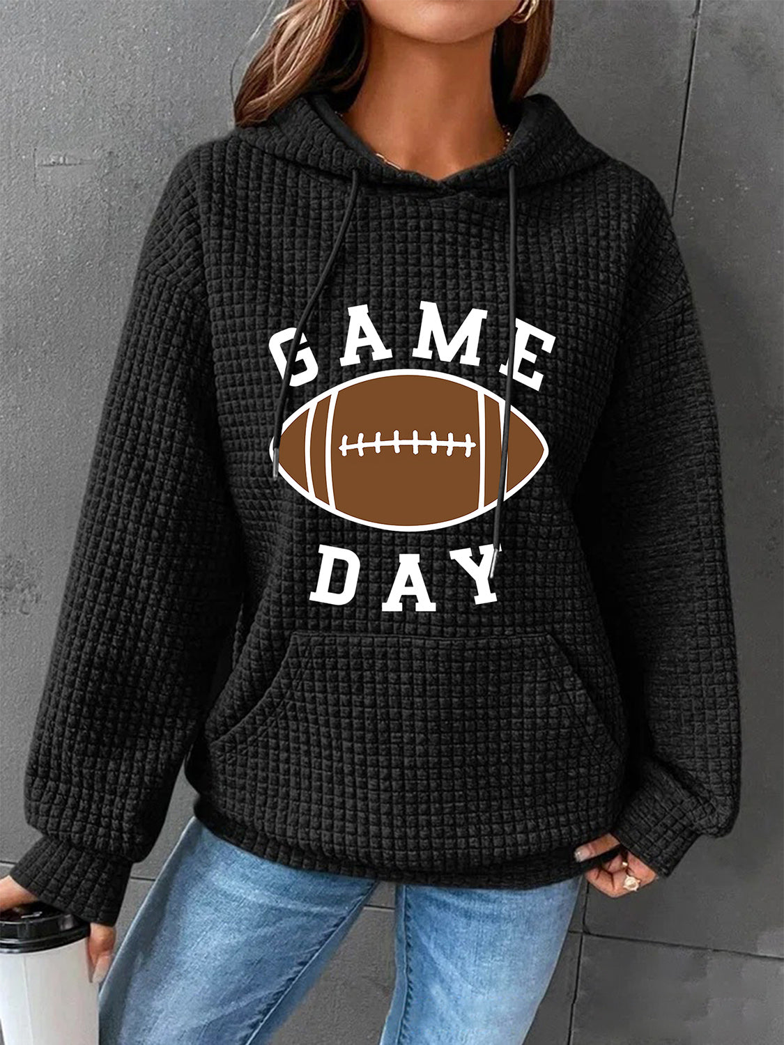 Sudadera con capucha y cordón gráfico GAME DAY de tamaño completo