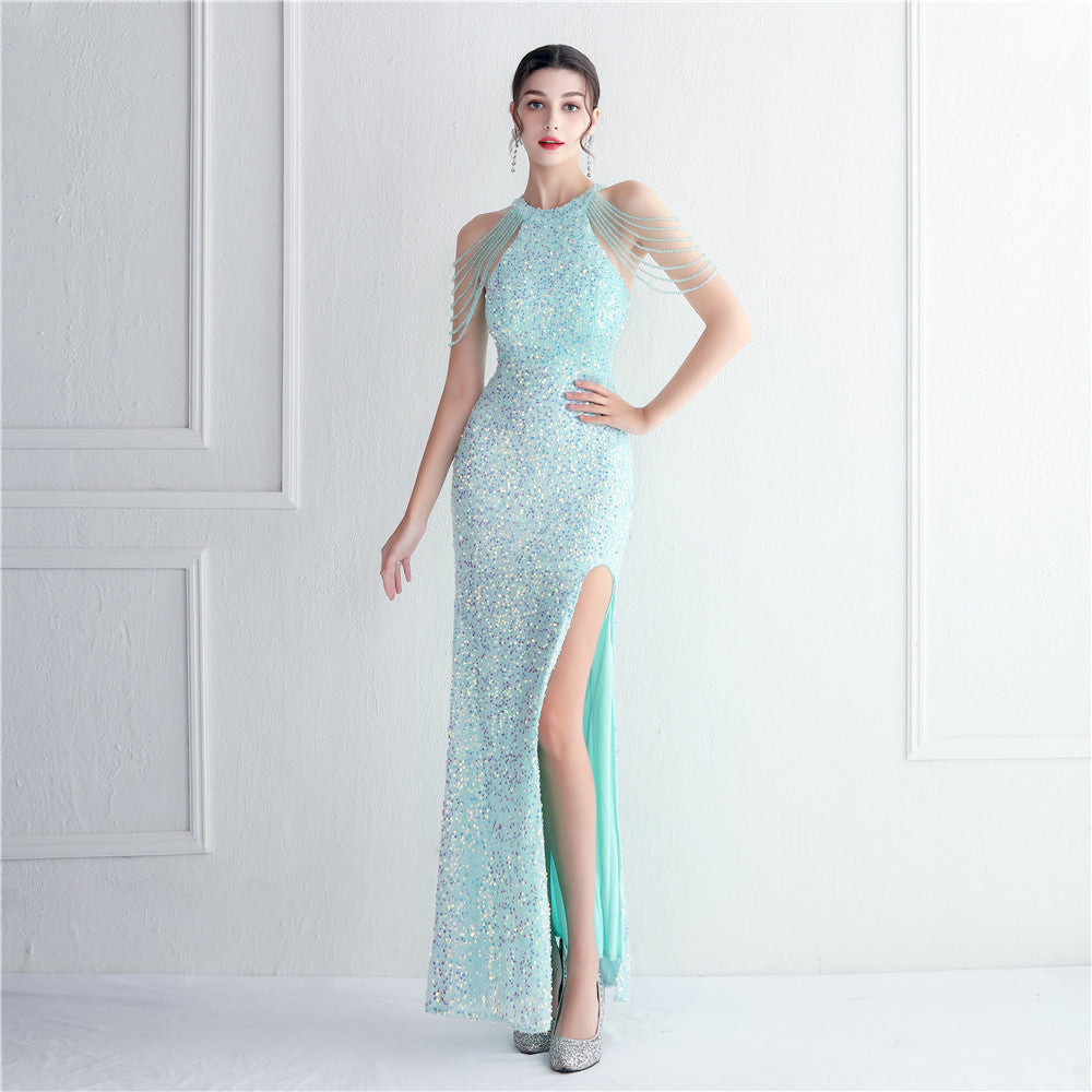 Banquet Temperament Long Backless Evening Gown Dress