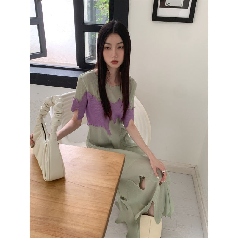 Trendy Chic Green Skirt Korean Drama Two-piece Set For Women