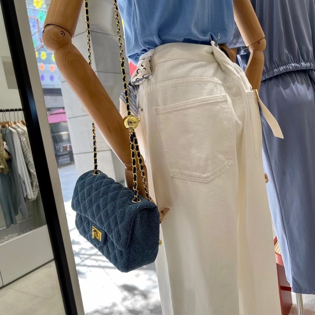 Denim Golden Ball Kette Tasche Frauen Ausländischen Stil Pendler Messenger Achselhöhle