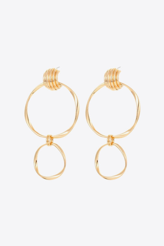 Double Hoop Zinc Alloy Drop Earrings