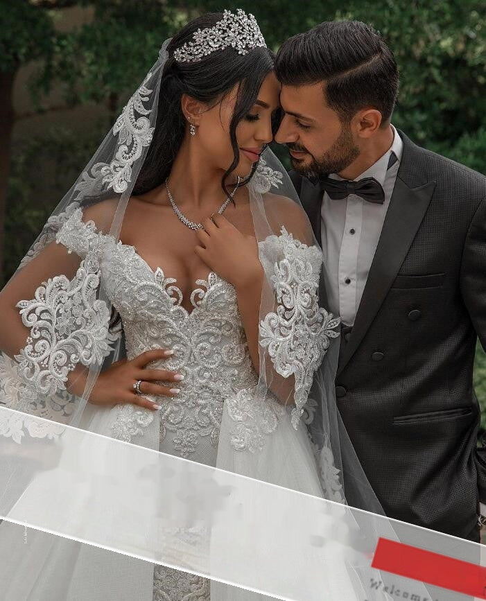 Vestido de novia desmontable de encaje nupcial