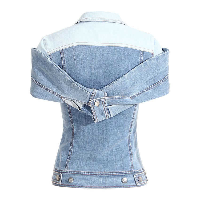 Sweet Cool Bandage Dress Shirt Slimming Denim Shirt