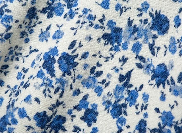 Blue Floral Print Mohair And Wool-blend Sweater