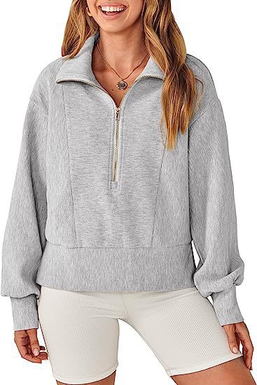 Langärmliger Pullover mit halbem Reißverschluss für Damen