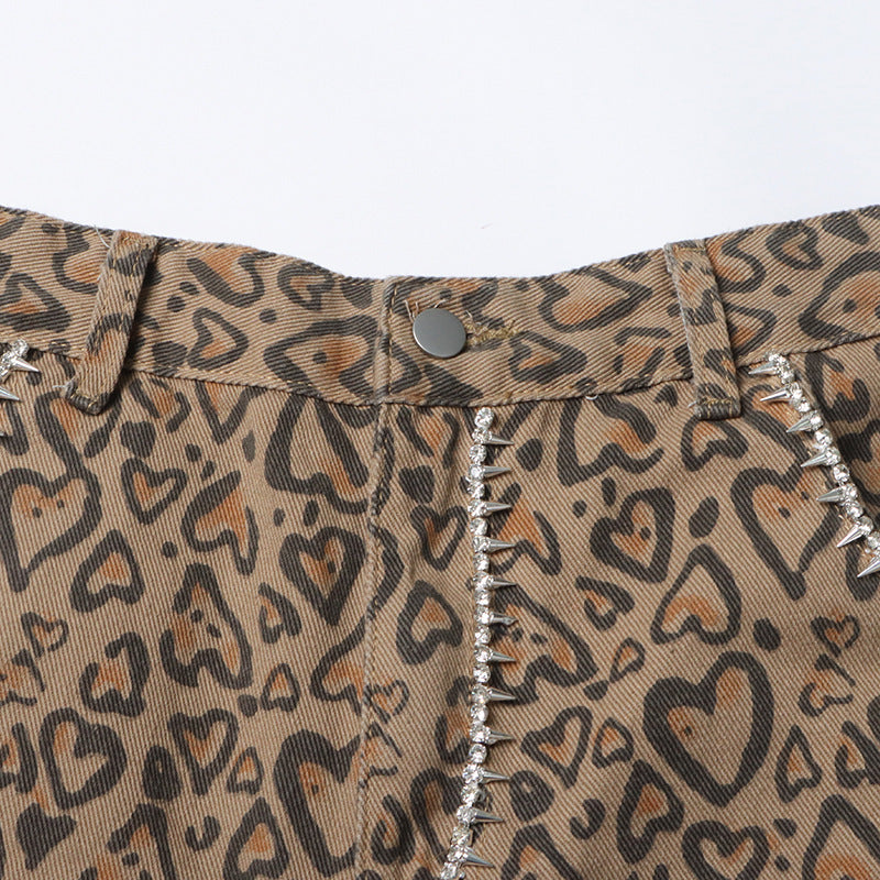 Women's Leopard Hollow Retro Jeans