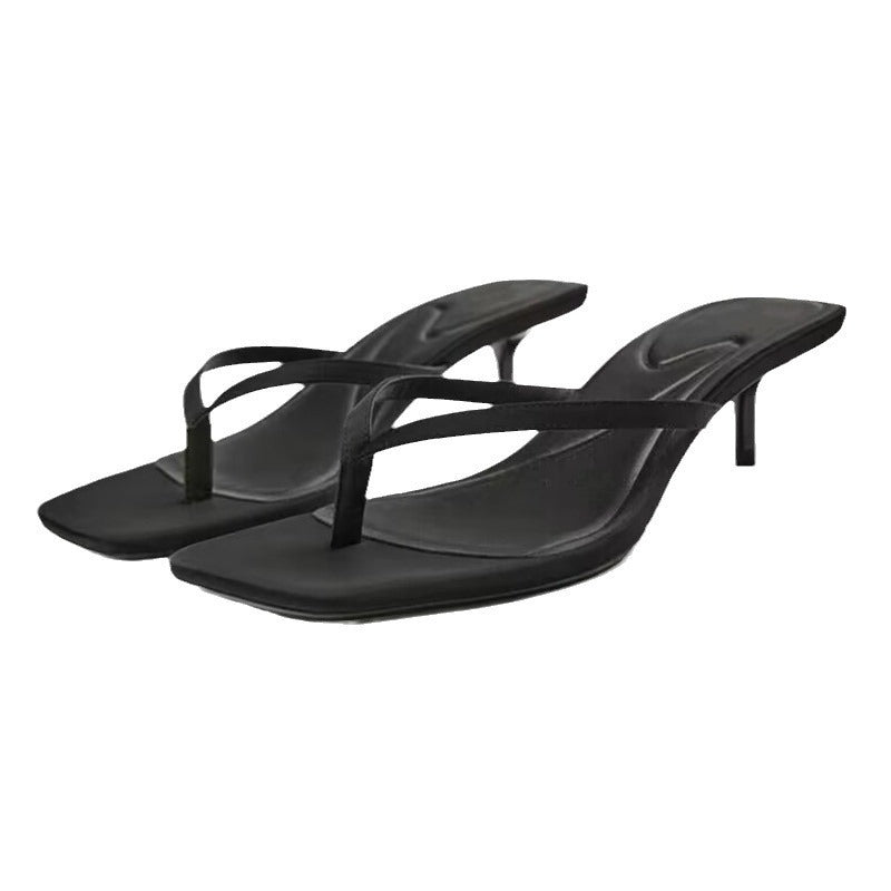 Daily Wear Square Toe Low Heel Flip-toe Flip-flops Women