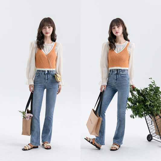 Women's Two Piece Suspender Shirt Loose Shirt