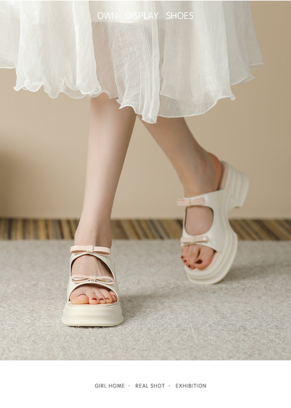 Pantuflas de verano con cuña y punta abierta para mujer