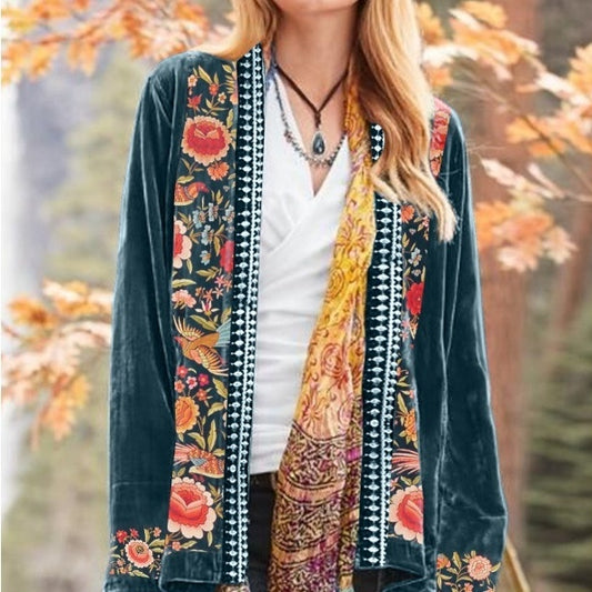 Bohemian Flowers Print Cardigan COAT