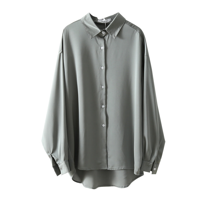 Solid Color Long-sleeved Loose Shirt Blouse Design Drape