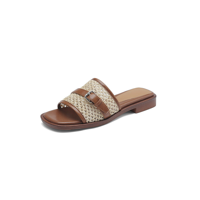 Boho gewebte flache Strandschuhe