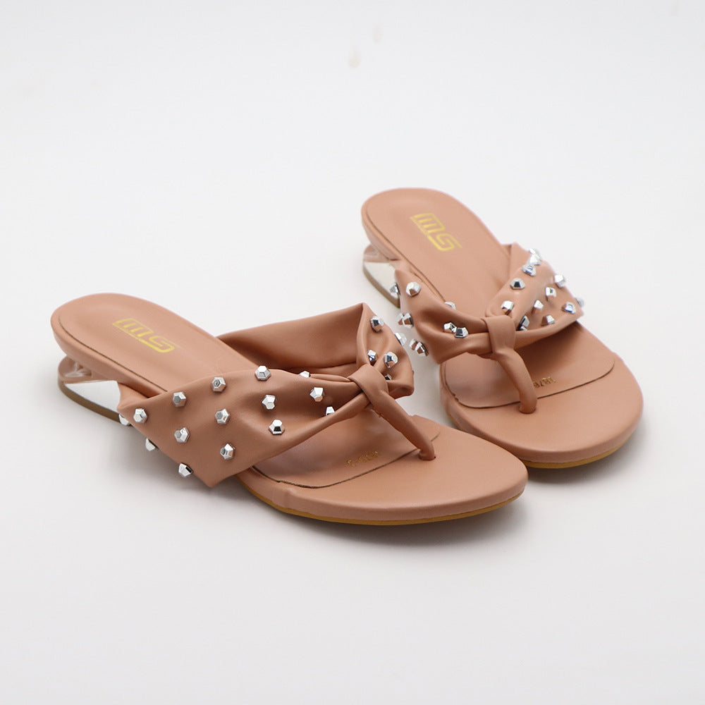 Flip-Flops Strass Flache Hausschuhe Alle-matching Bequeme Einfache