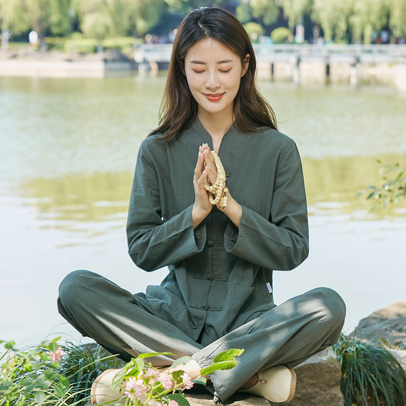 Kleidung aus Baumwolle und Leinen Lockere Kleidung Übungs-Yoga-Anzug