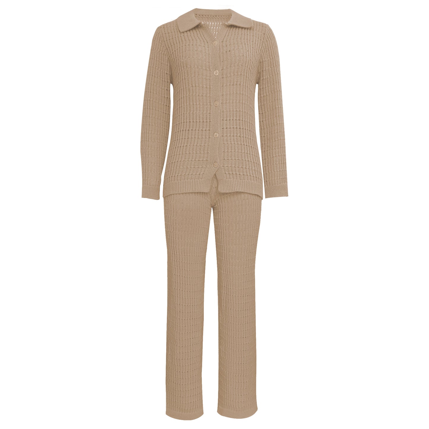 Solid Color Knit Shirt Straight Leg Pants Fashion Suit