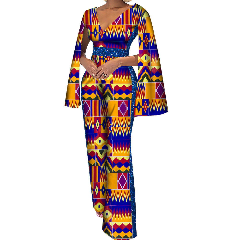 Jumpsuit aus Baumwolle mit ethnischem Batik-Print für Damen