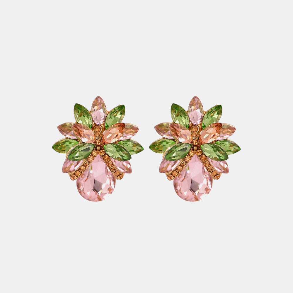 Aretes de piedra de vidrio con forma de flor