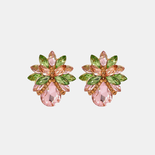 Aretes de piedra de vidrio con forma de flor