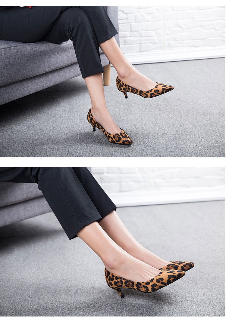 Damen Frühling und Sommer koreanischen Stil Wildleder Leopard spitze High Heels