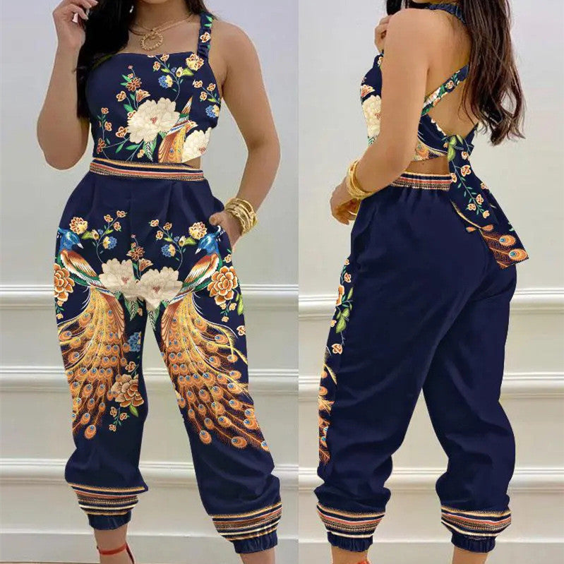 Women's Fashion Casual Print Waist-skimming Jumpsuit