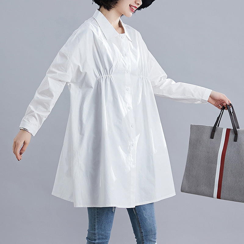 Art show thin loose casual long cotton shirt