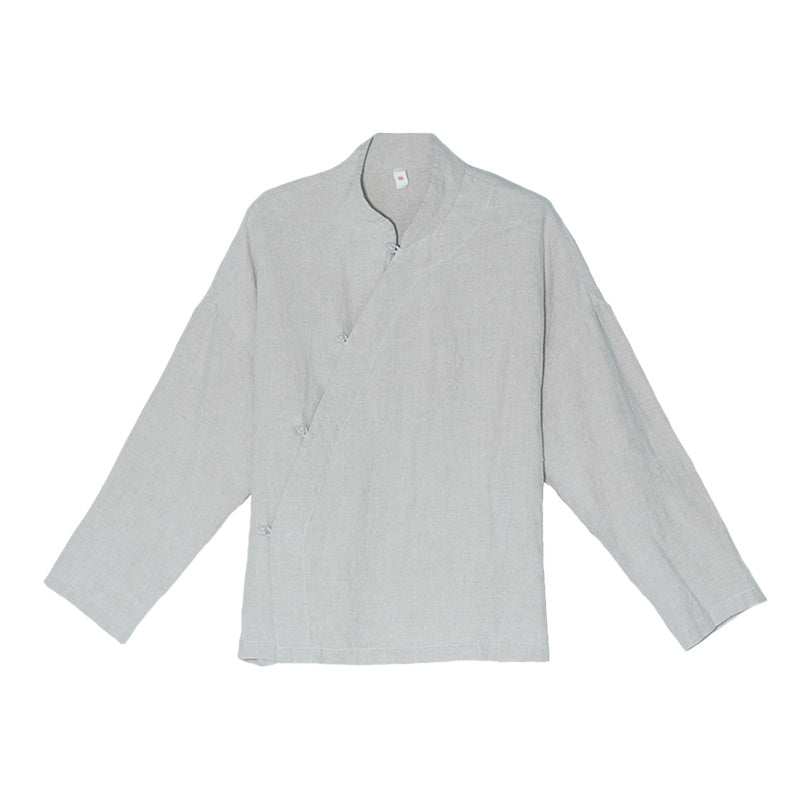 Hemp Plain Buttoned Top High Quality Retro Chinese Style Zen Tea Clothes Women