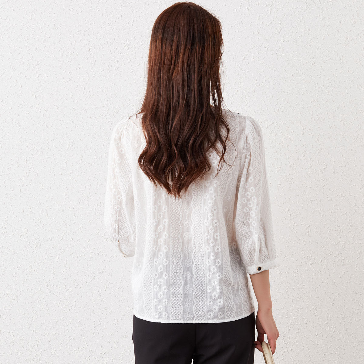 Three Quarter Sleeve Lace Shirt Commuter White Small Shirt Top Design