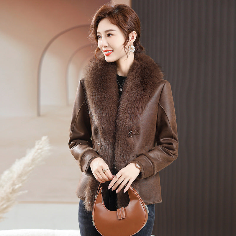 Fur Integrated Women's Short Coat Southern Winter Temperament