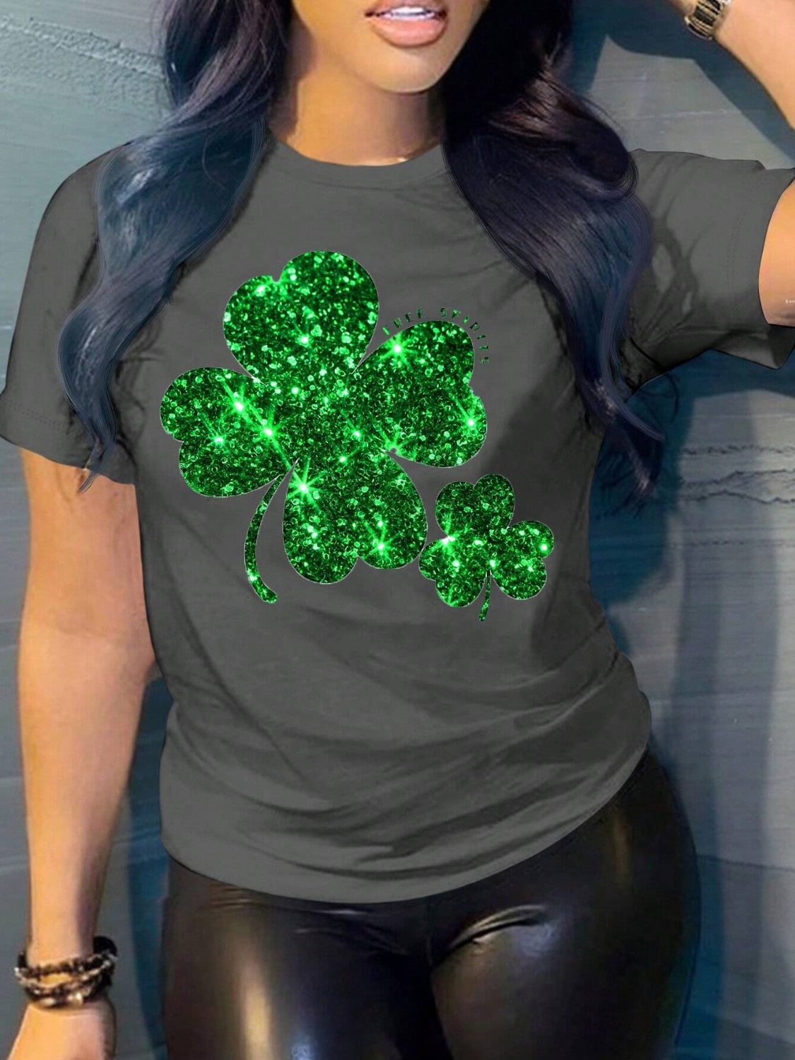 Lucky Clover Rundhals-Kurzarm-T-Shirt