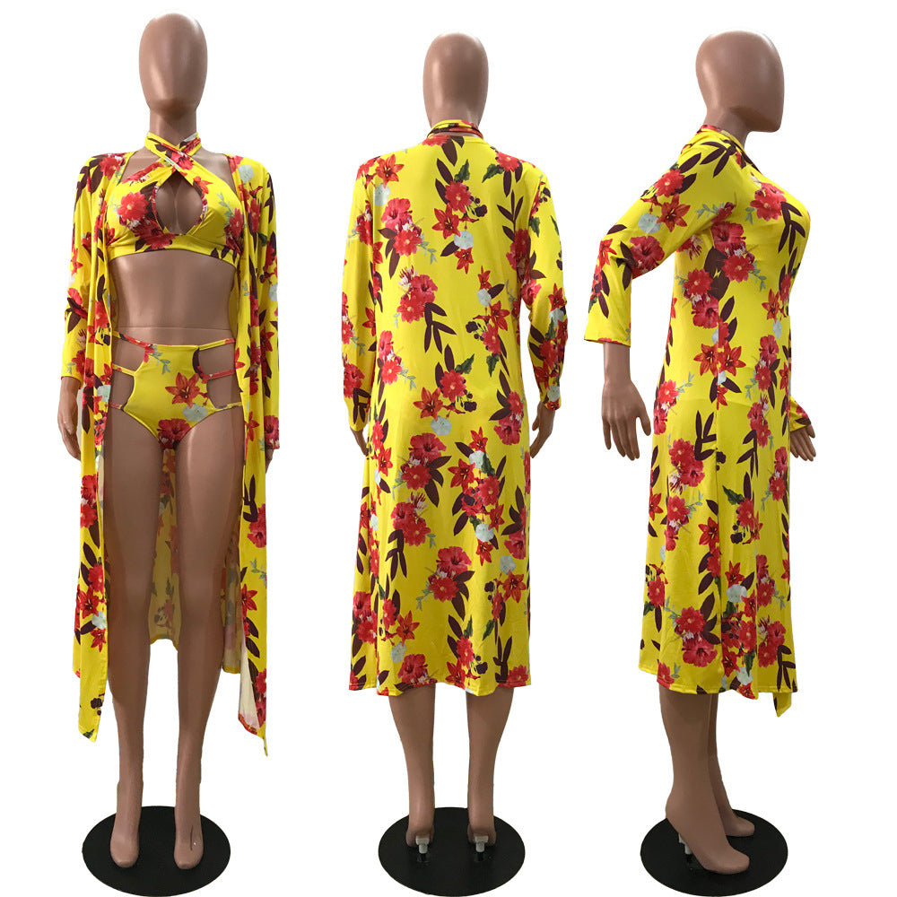 Three piece swimsuit with digital print