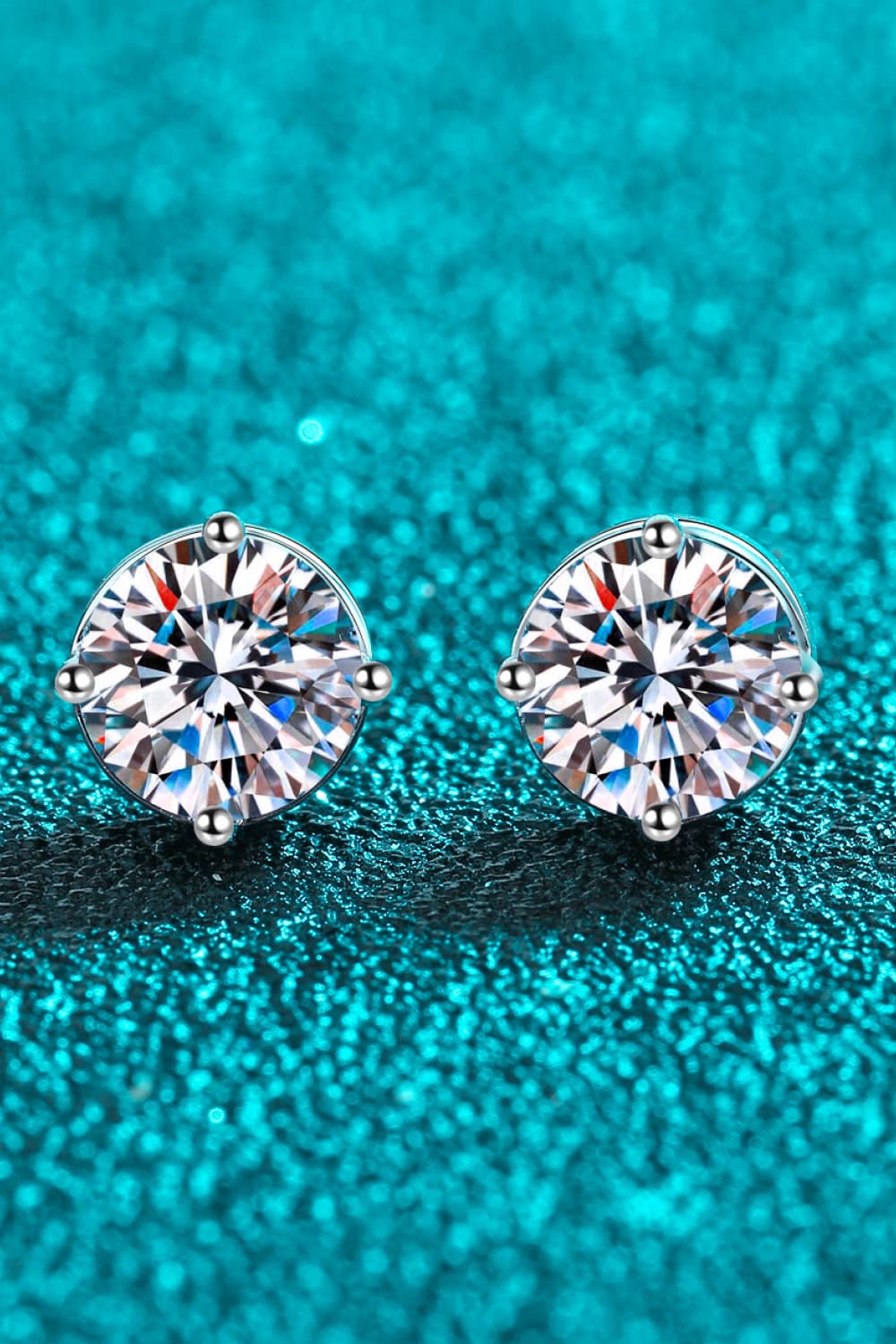 2 Carat Moissanite Rhodium-Plated Stud Earrings