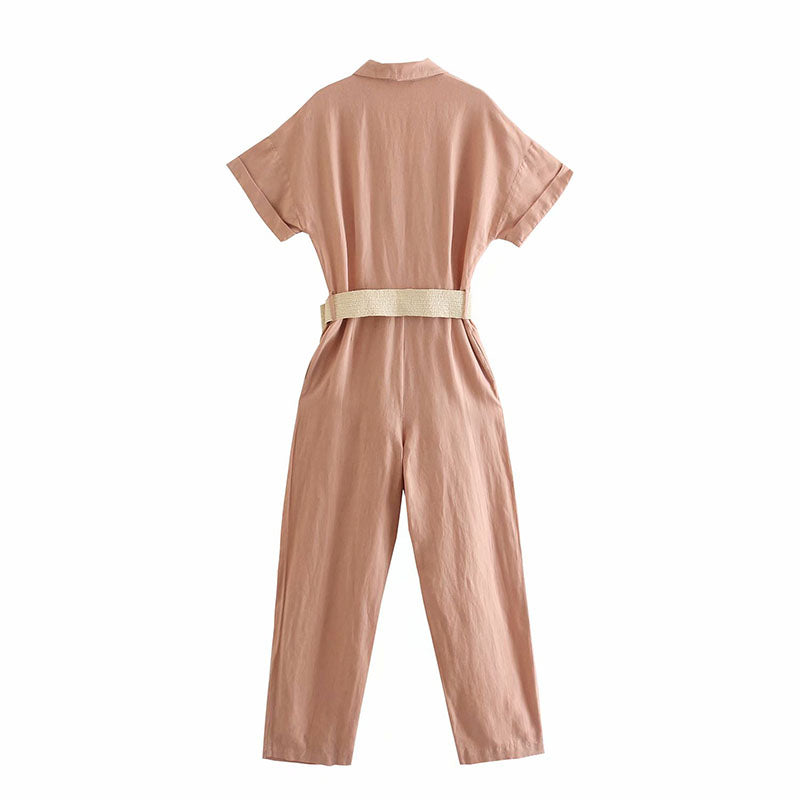 European And American Style Fashion Temperament All-match Suit Collar Jumpsuit