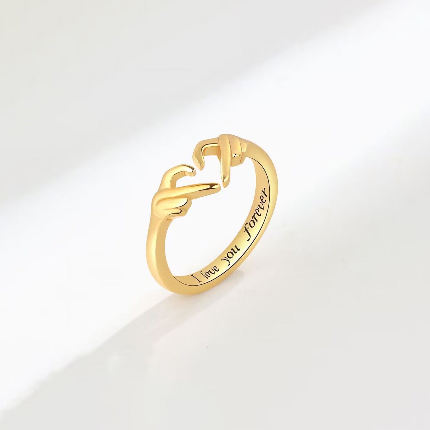 Handherzförmiger offener Ring aus 925er Sterlingsilber