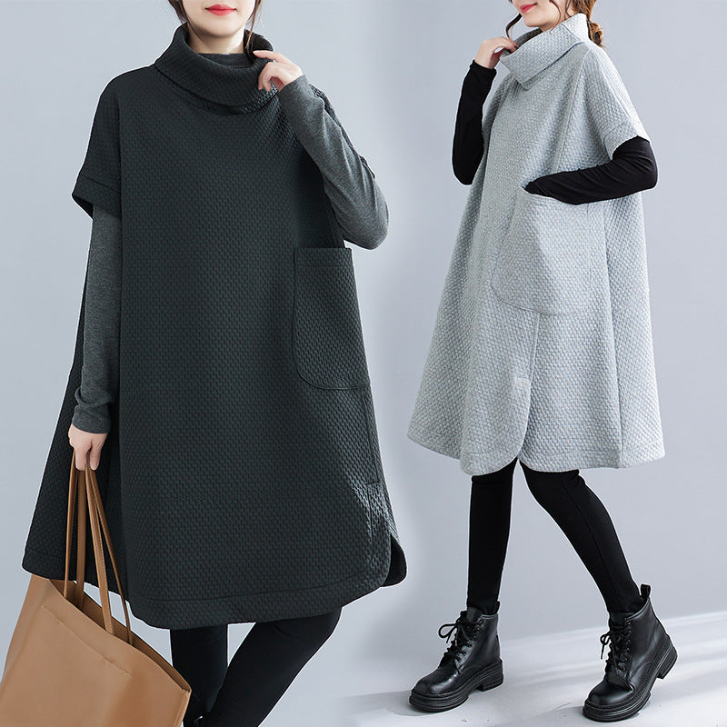 Casual Fashion Loose Mid-length Turtleneck Pullover Dress