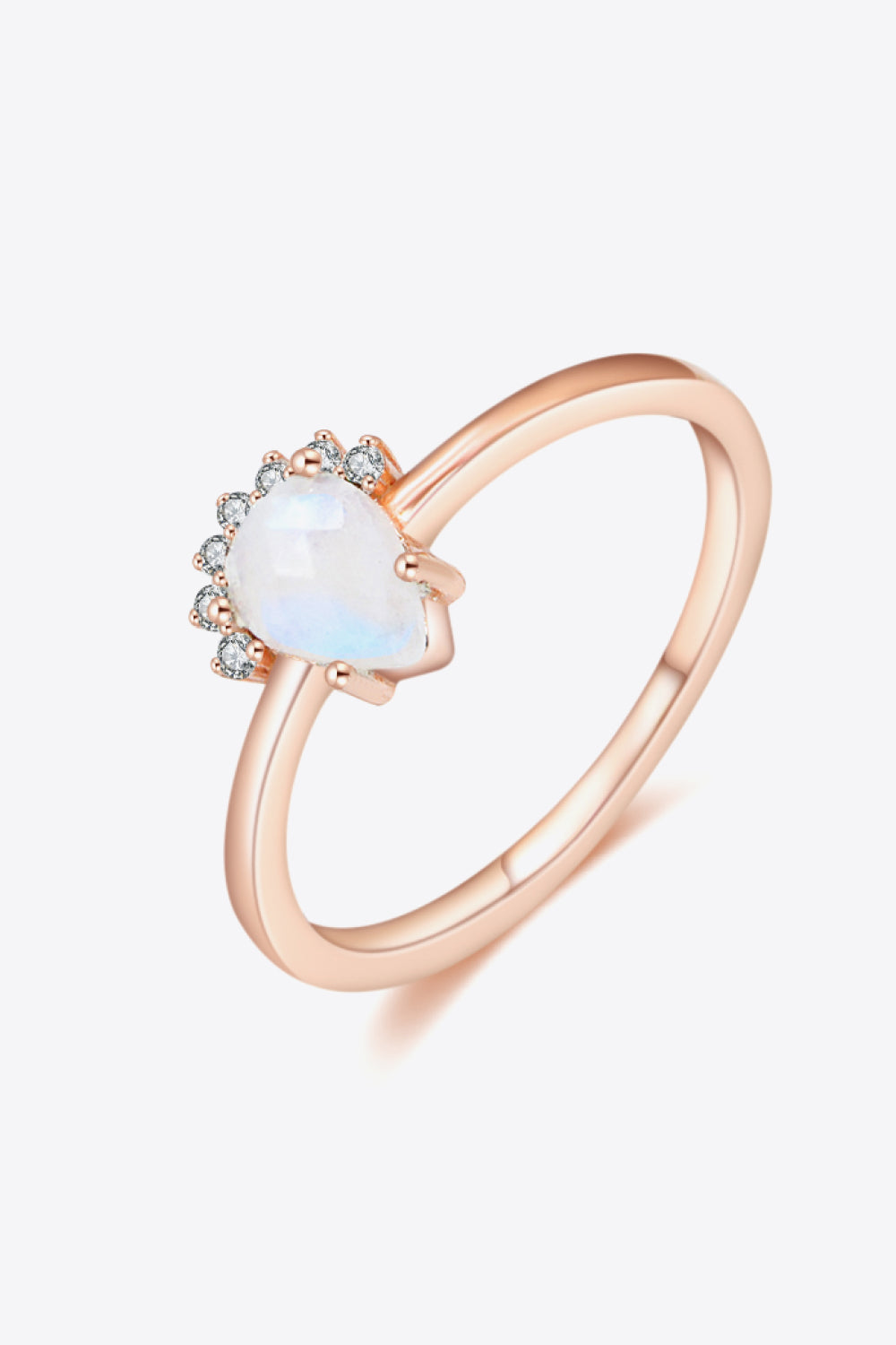 Anillo De Piedra Luna Natural En Forma De Pera Chapado En Oro Rosa De 18 Quilates