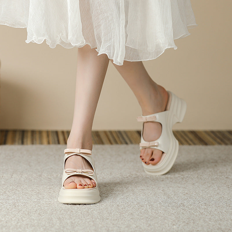 Pantuflas de verano con cuña y punta abierta para mujer