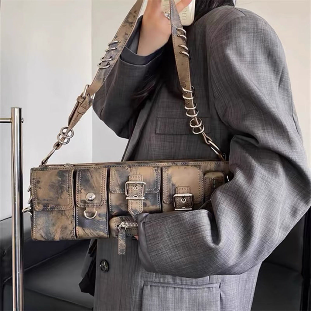 Special-interest Design Long Multi-pocket Ring Shoulder Bag