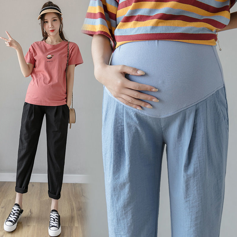 Pantalones de maternidad de primavera y otoño usan pantalones cortos casuales de lino