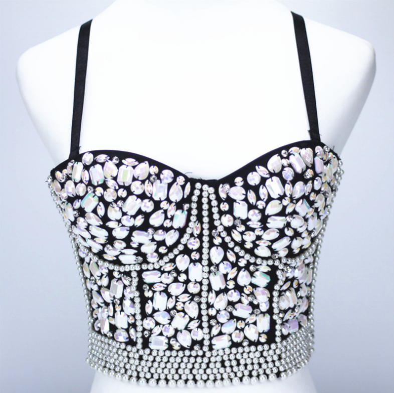 Beaded navel ultra-short top