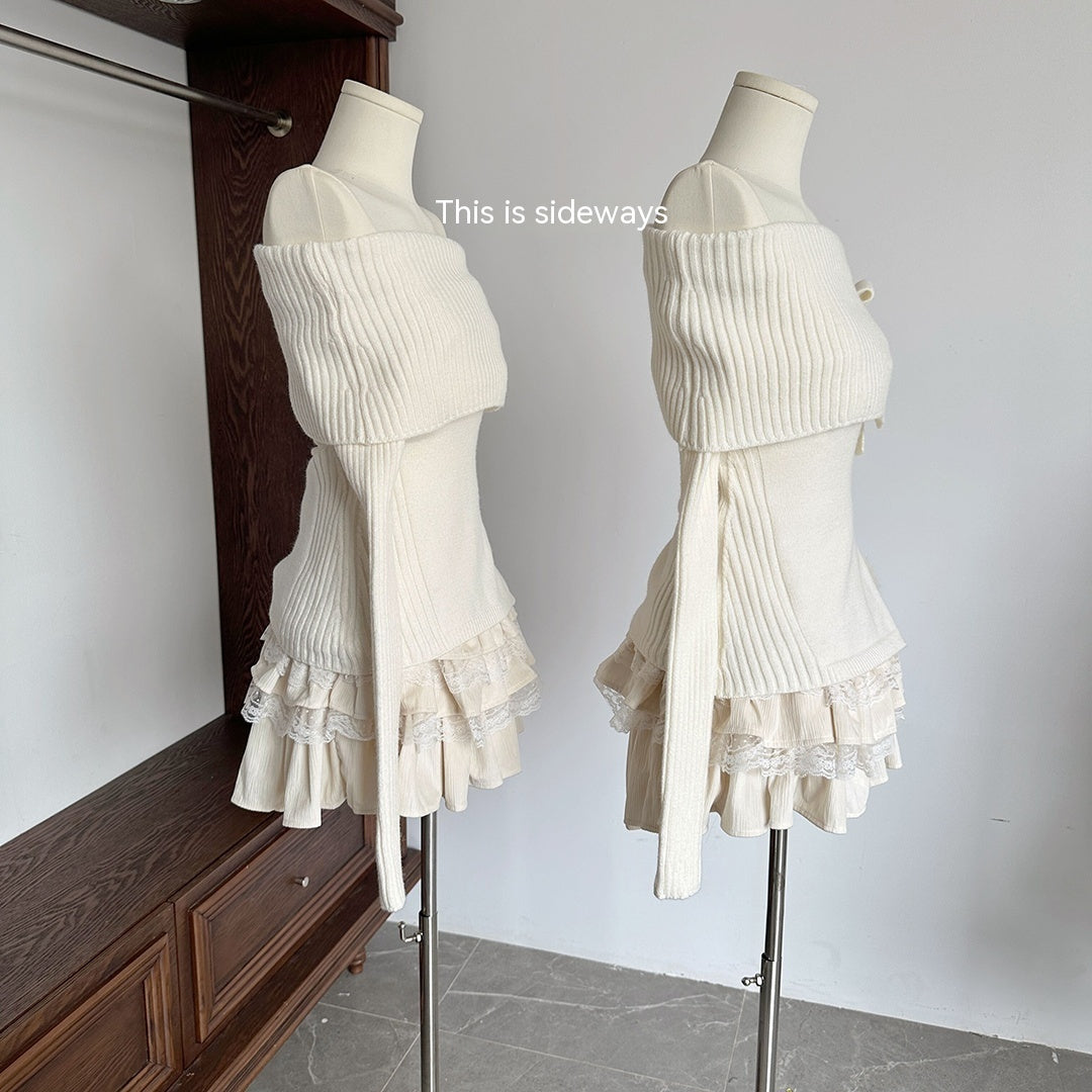 Women's One Shoulder Bow Knit Sweater